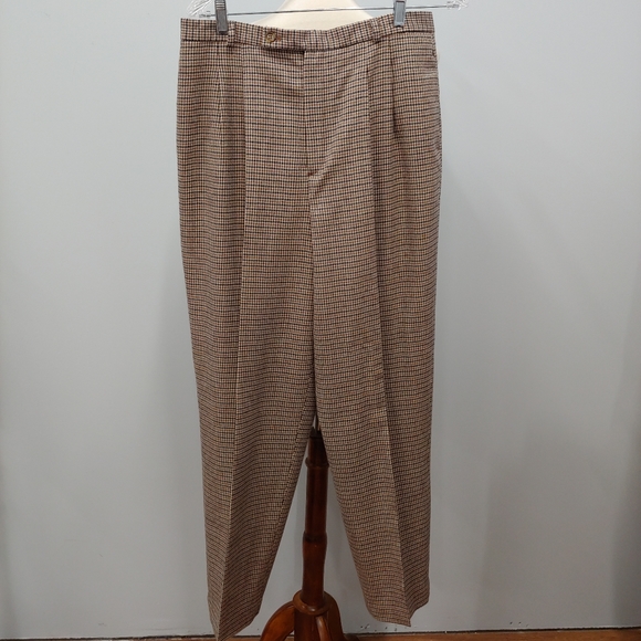 Vintage Pants - PLUS VINTAGE Houndstooth Wool Trousers, 14